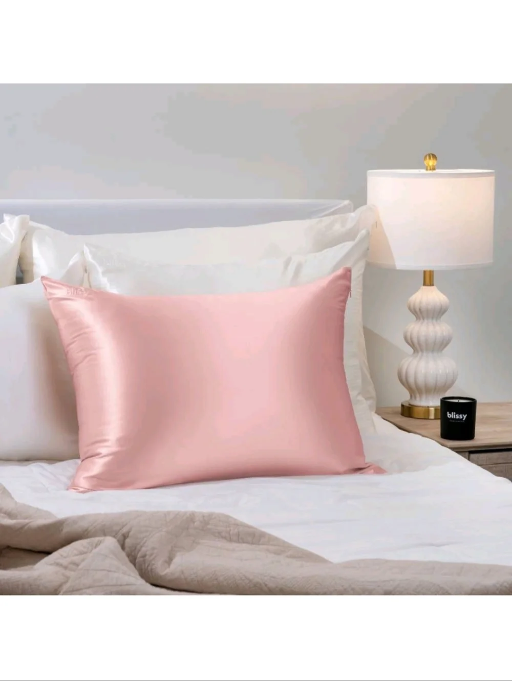 NWT Blissy Mulberry Silk Pillowcase, Blush Pink, Standard/Queen or King Size